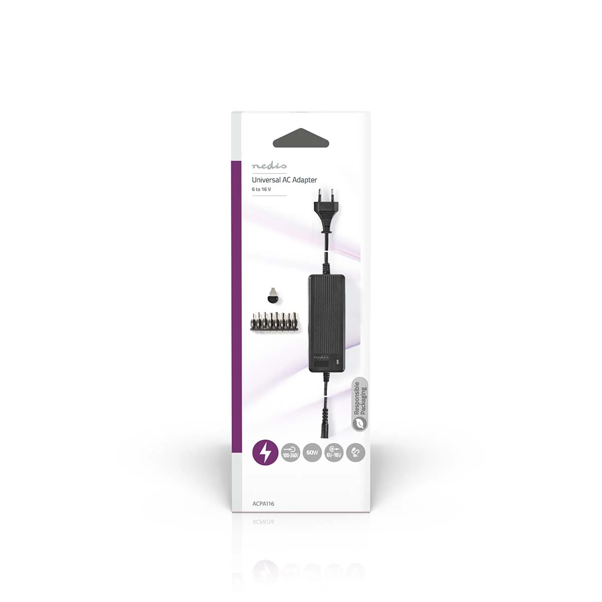 Universele AC-Stroomadapter 60W - 6 / 7.5 / 9 / 12 / 13.5 / 15 / 16 V DC - 1.10m - Image 4