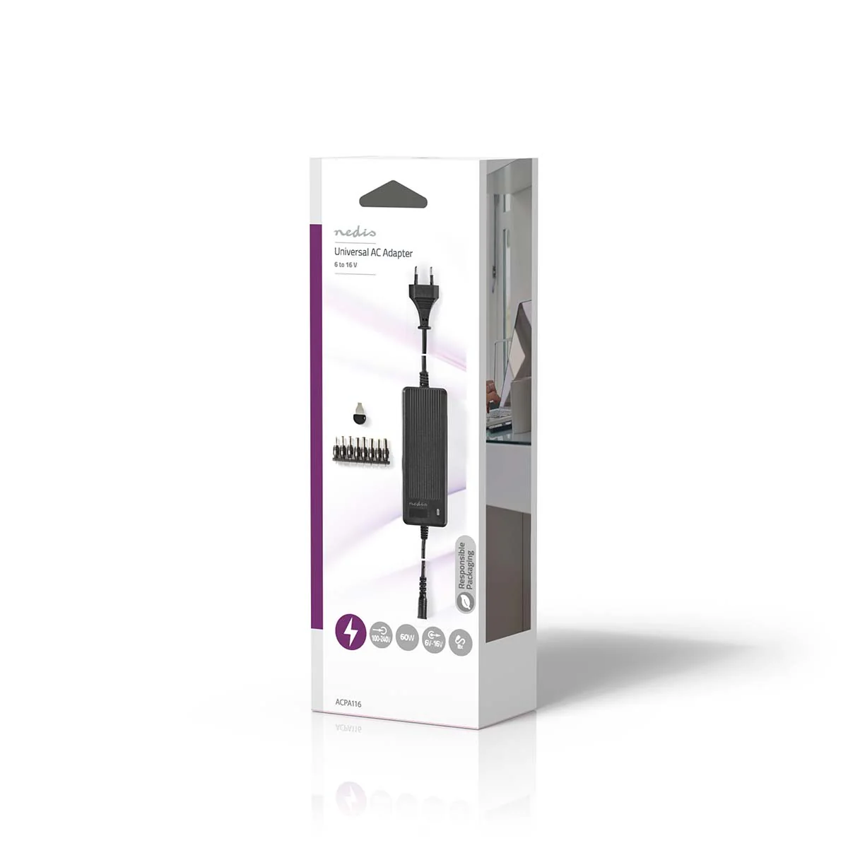 Universele AC-Stroomadapter 60W - 6 / 7.5 / 9 / 12 / 13.5 / 15 / 16 V DC - 1.10m - Image 5