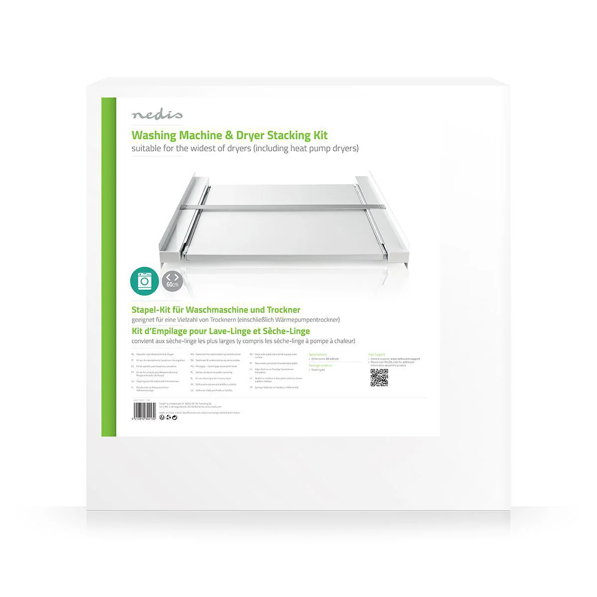 Universele Stapelkit voor Wasmachine en Wasdroger Uittrekbare plank - Wit - Image 6