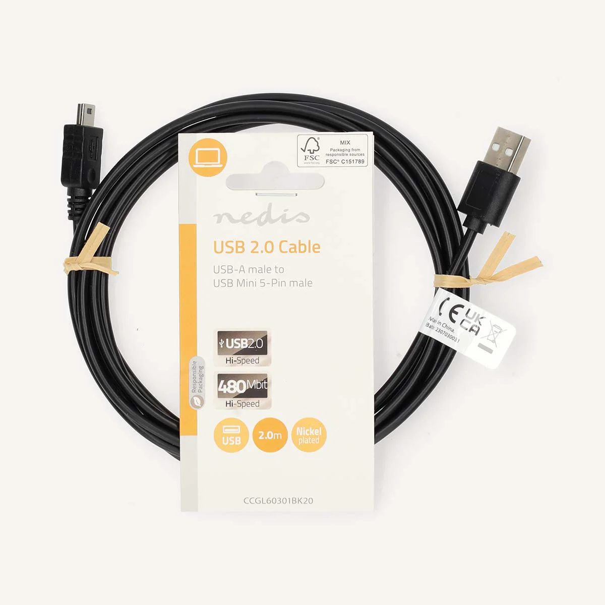 USB-Kabel USB 2.0 - USB-A Male - Mini 5-Pin Male - Image 3