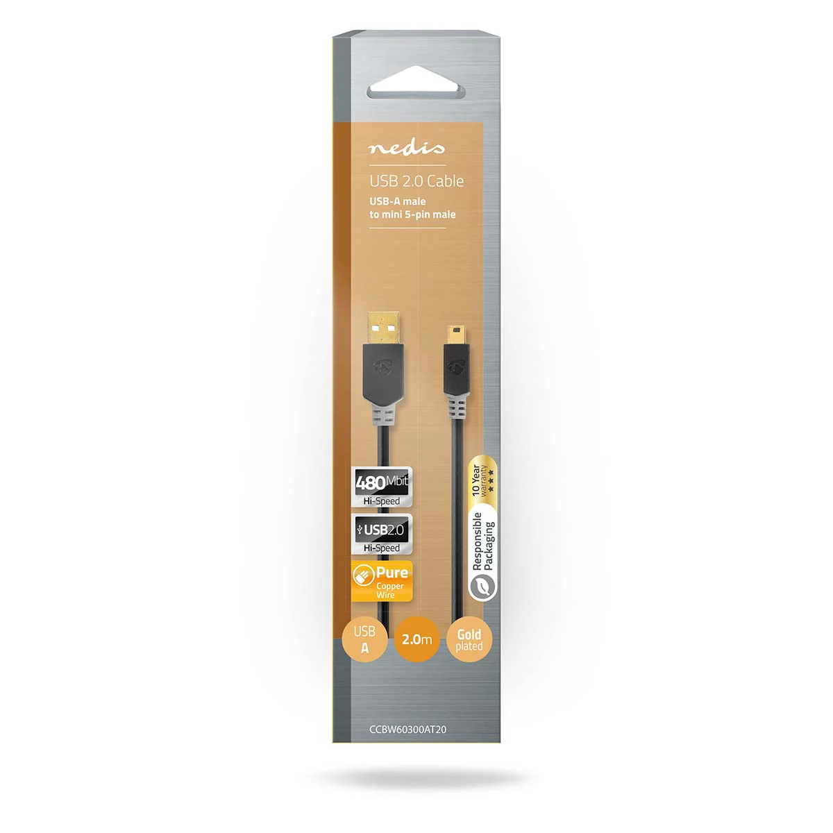USB-Kabel USB 2.0 - USB-A Male - USB Mini-B 5-Pins Male - Image 3