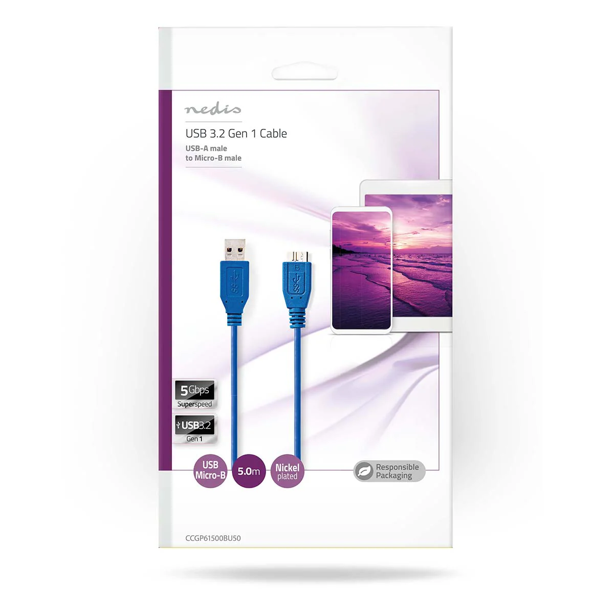 USB-Kabel USB 3.2 Gen 1 - USB-A Male - USB Micro-B Male - Image 4