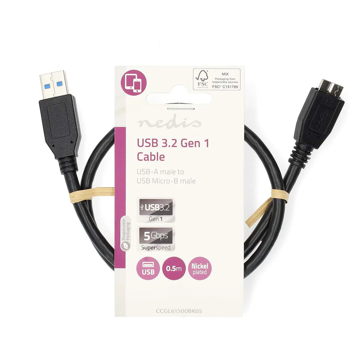 USB-Kabel USB 3.2 Gen 1 - USB-A Male - USB Micro-B Male - Image 3