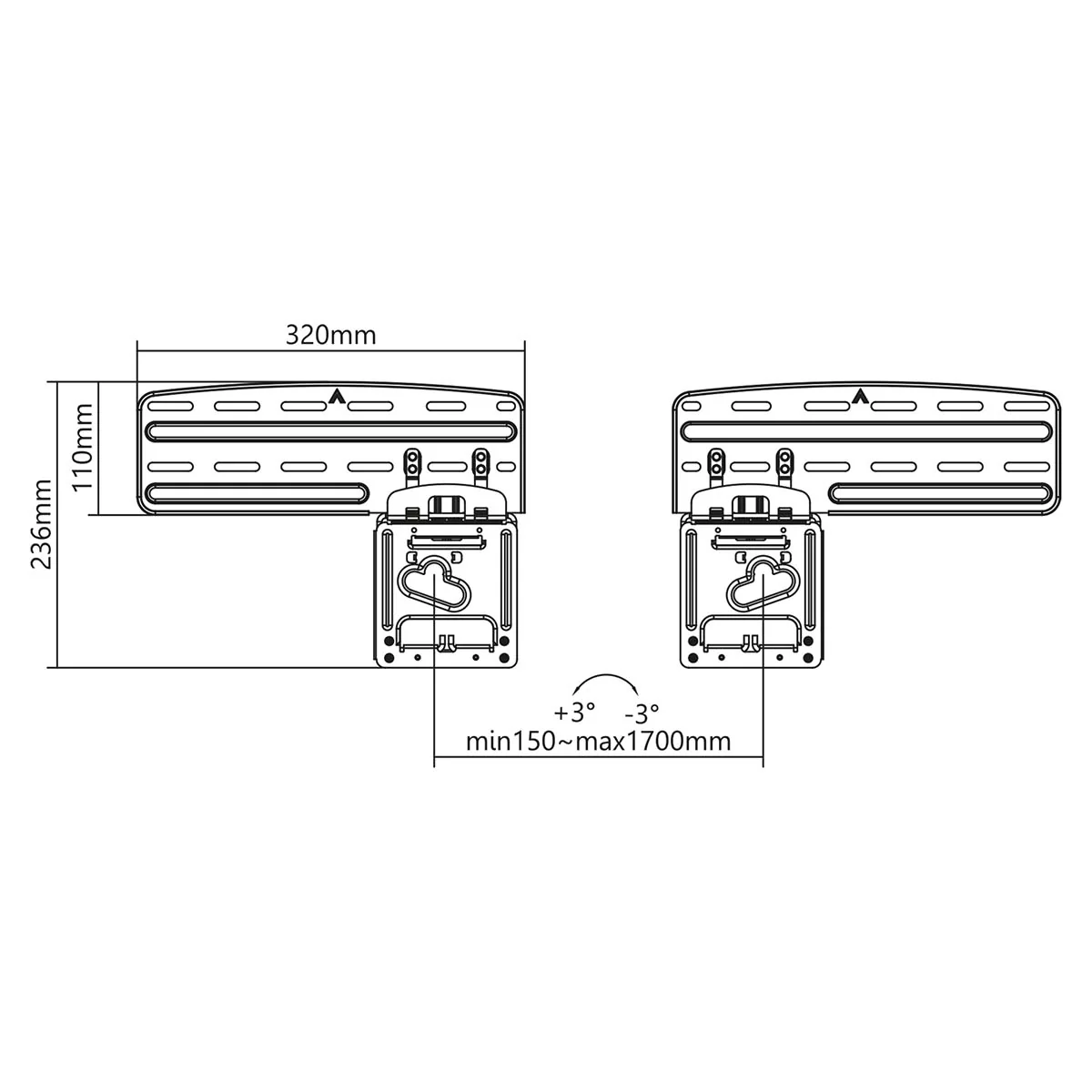 Vaste TV-Muurbeugel 43 - 85" - Maximaal schermgewicht: 60 kg - Minimale muurafstand: 7.50 mm - Image 14