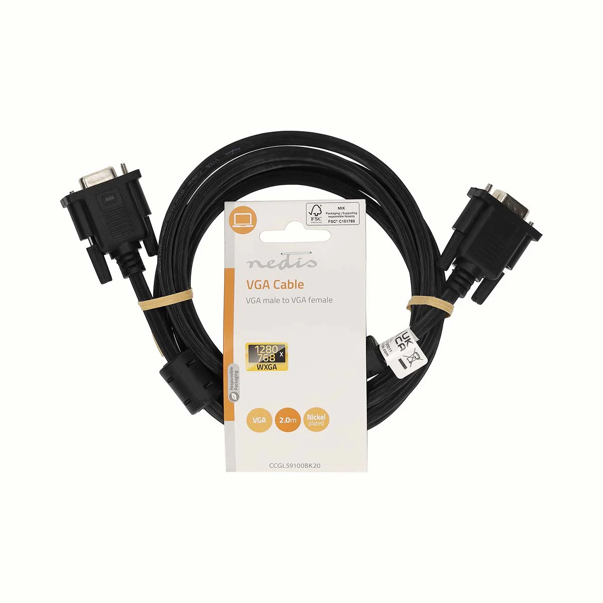 VGA-Kabel VGA Male - VGA Female 15p - Vernikkeld - Image 3