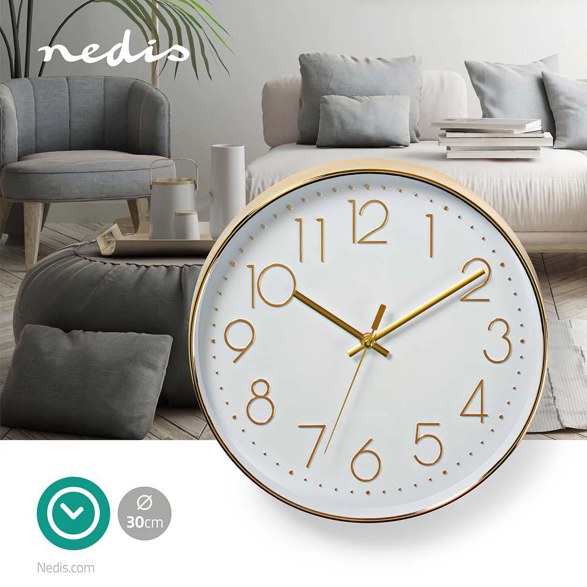 Wandklok Diameter: 300 mm - Kunststof - Image 3