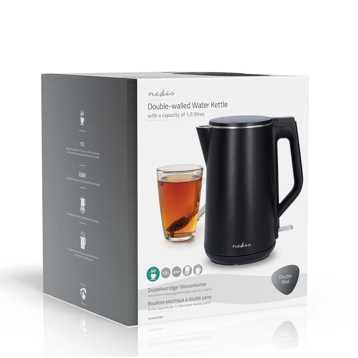 Waterkoker 1.5l - Kunststof - Zwart - Image 9