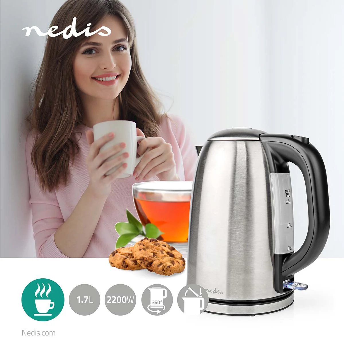 Waterkoker 1.7l - Roestvrij Staal - Zilver / Zwart - Image 15