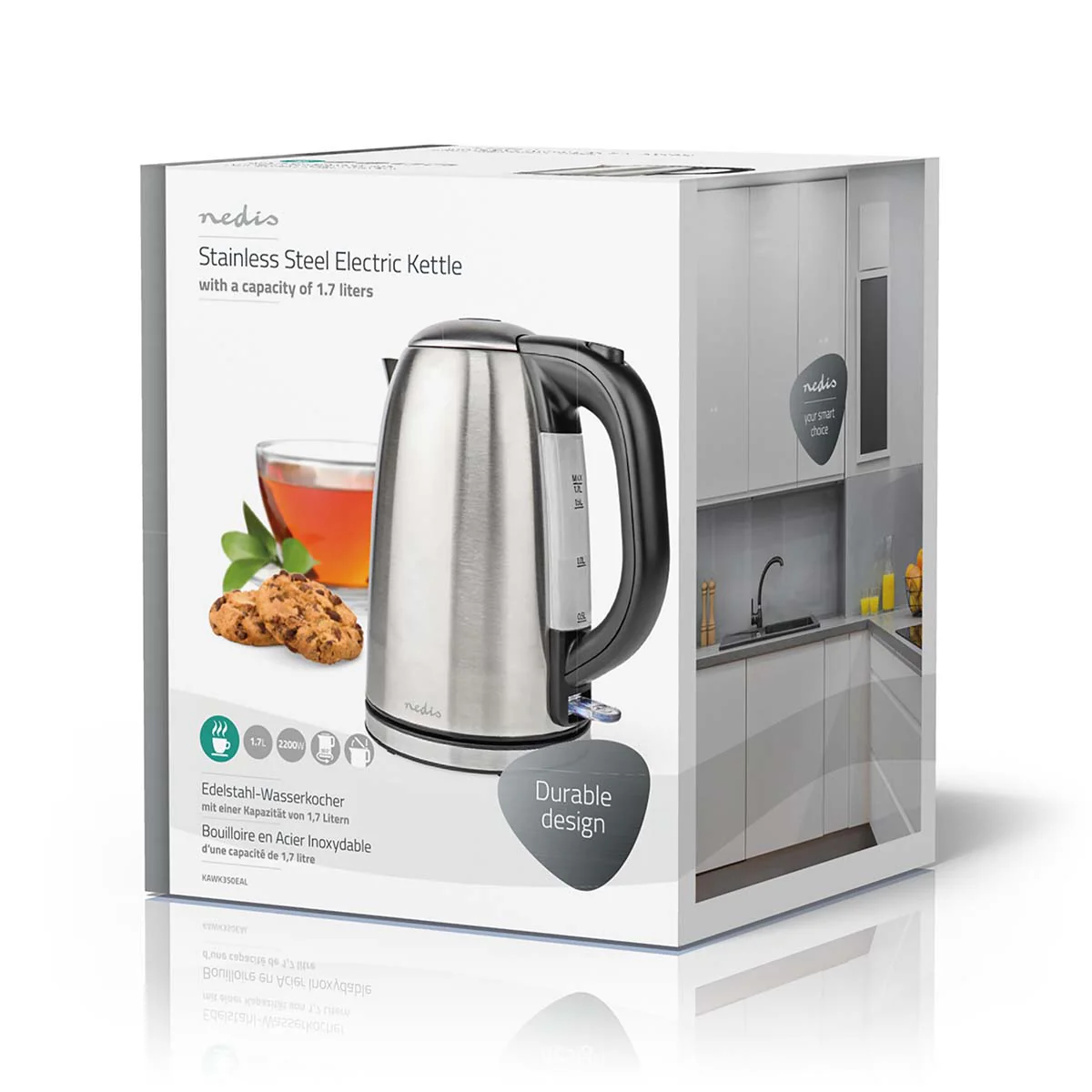 Waterkoker 1.7l - Roestvrij Staal - Zilver / Zwart - Image 17
