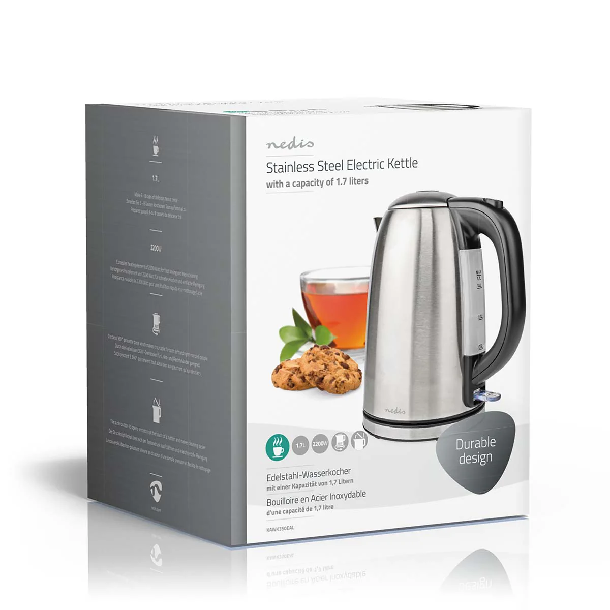 Waterkoker 1.7l - Roestvrij Staal - Zilver / Zwart - Image 18